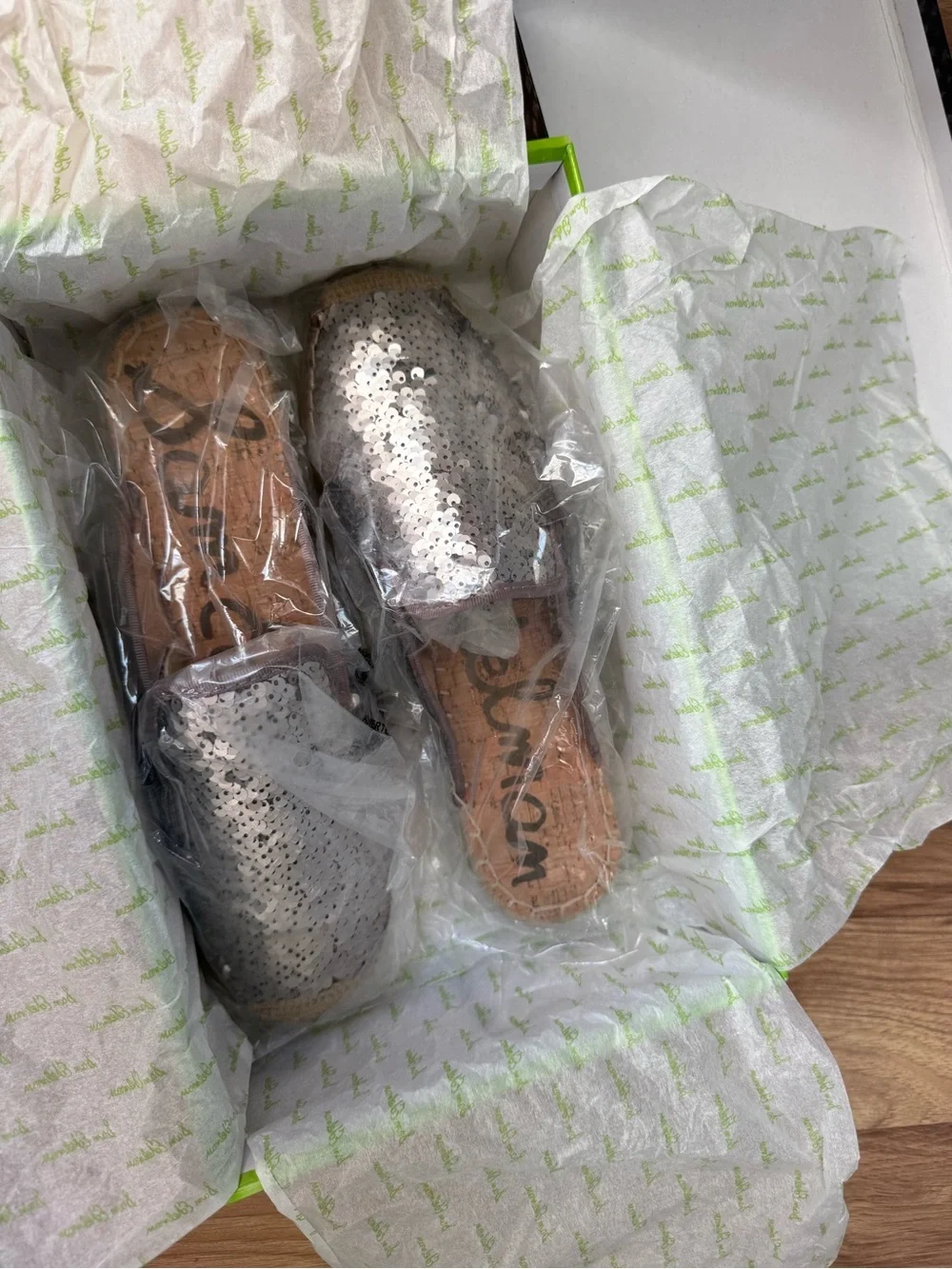 Sam Edelman Silver Sequin Espadrille Slip-Ons